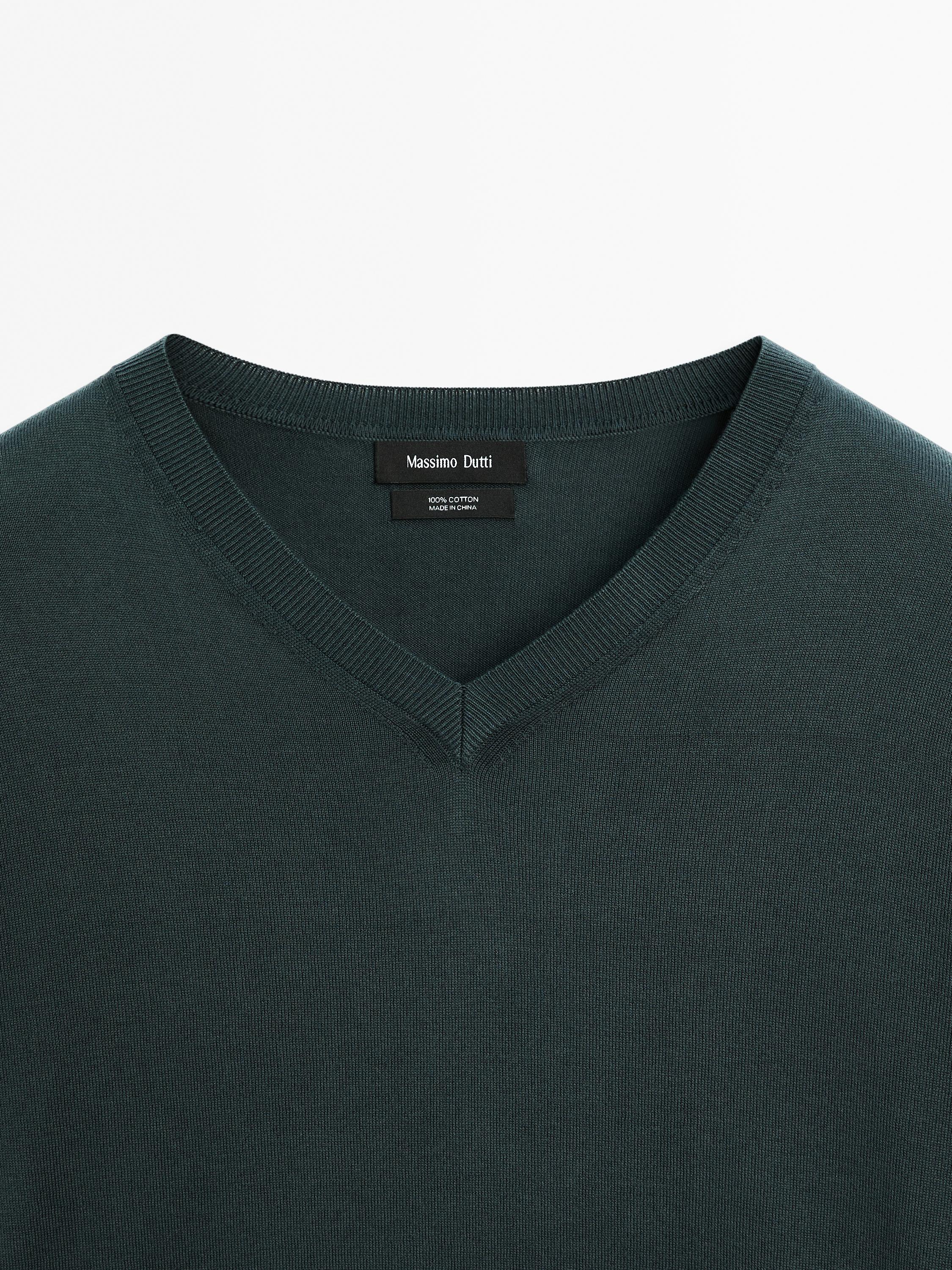 V-neck knit sweater