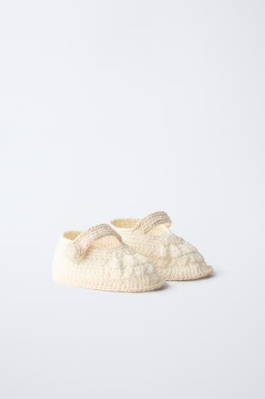 CHUNKY KNIT BOOTIES - Ecru White by Zara - Image 1