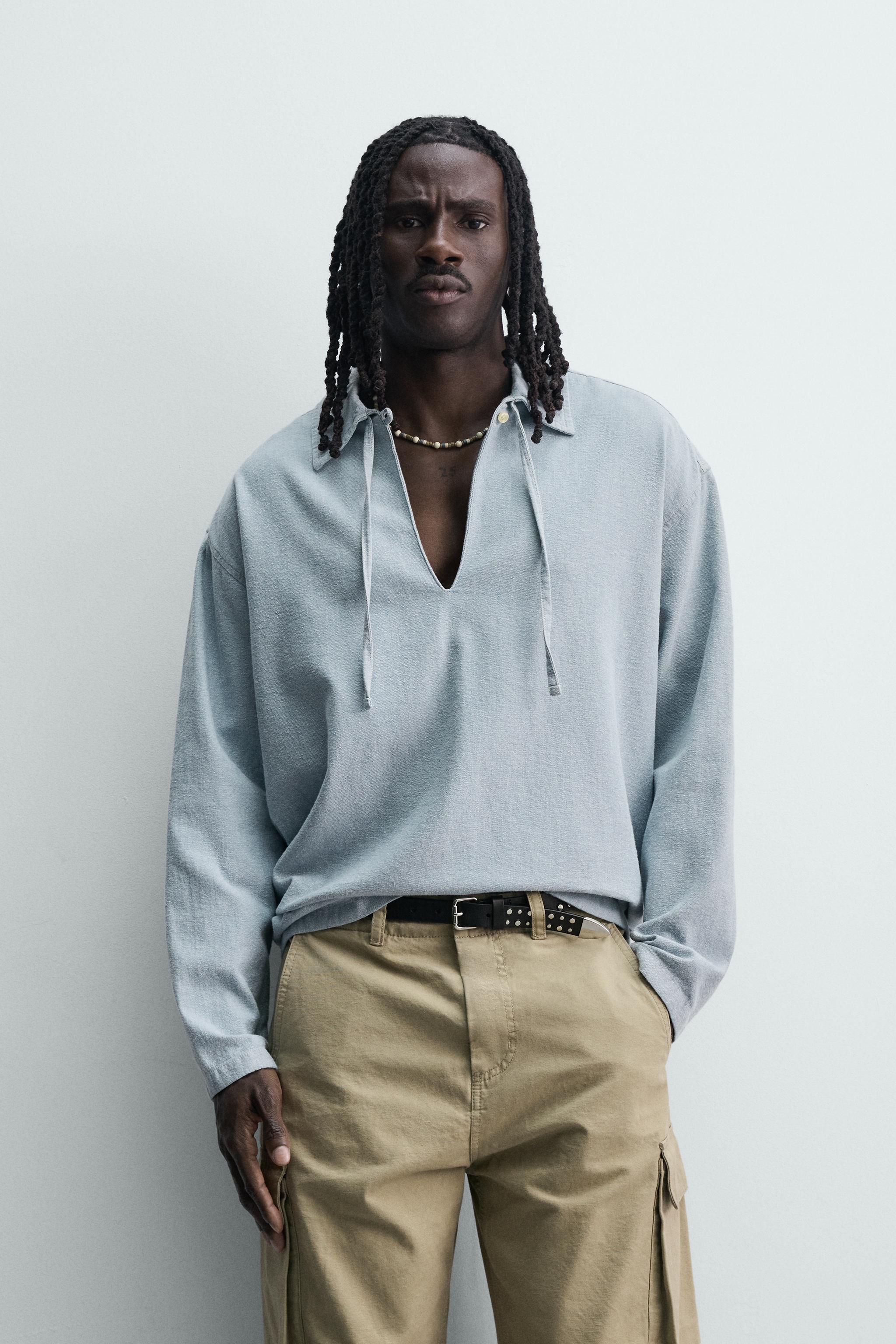 ライトデニムポロシャツ - スカイブルー | ZARA Japan / 日本