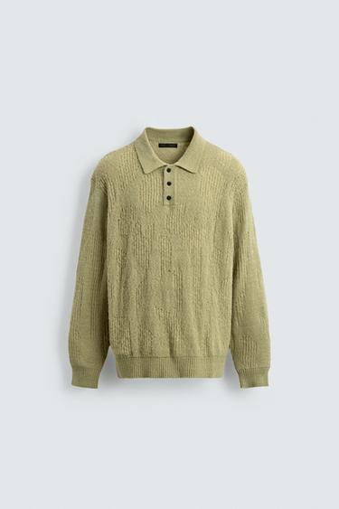 POLO DE MALHA DESAGULHADA - Verde-claro da Zara