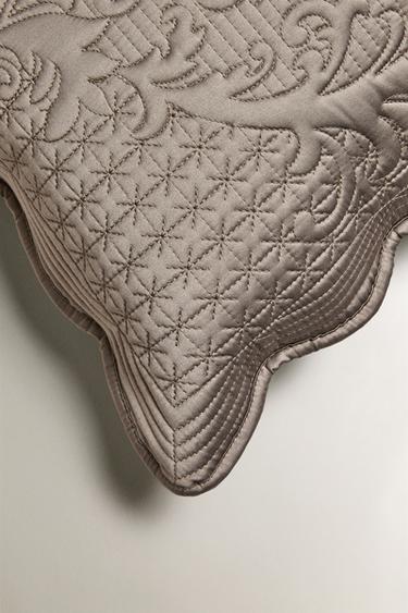 QUILTED CUSHION COVER WITH RAISED DESIGN - Brown / Taupe by Zara - Image 1