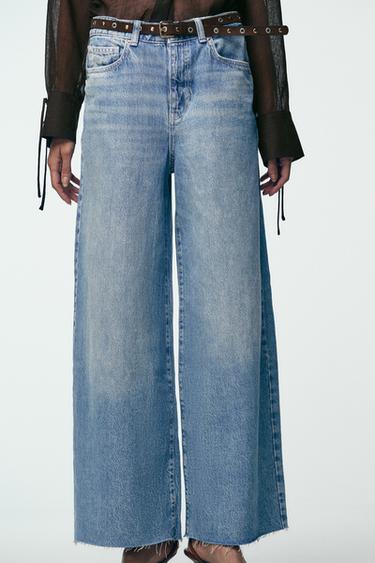 JEAN Z1975 JAMBES LARGES COURT TAILLE HAUTE CEINTURE - Bleu moyen de Zara - Image 3