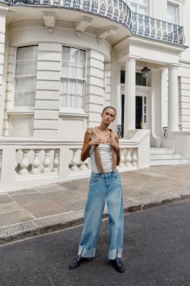 JEANS Z1975 BAGGY TIRO MEDIO BAJO VUELTA - Azul medio de Zara
