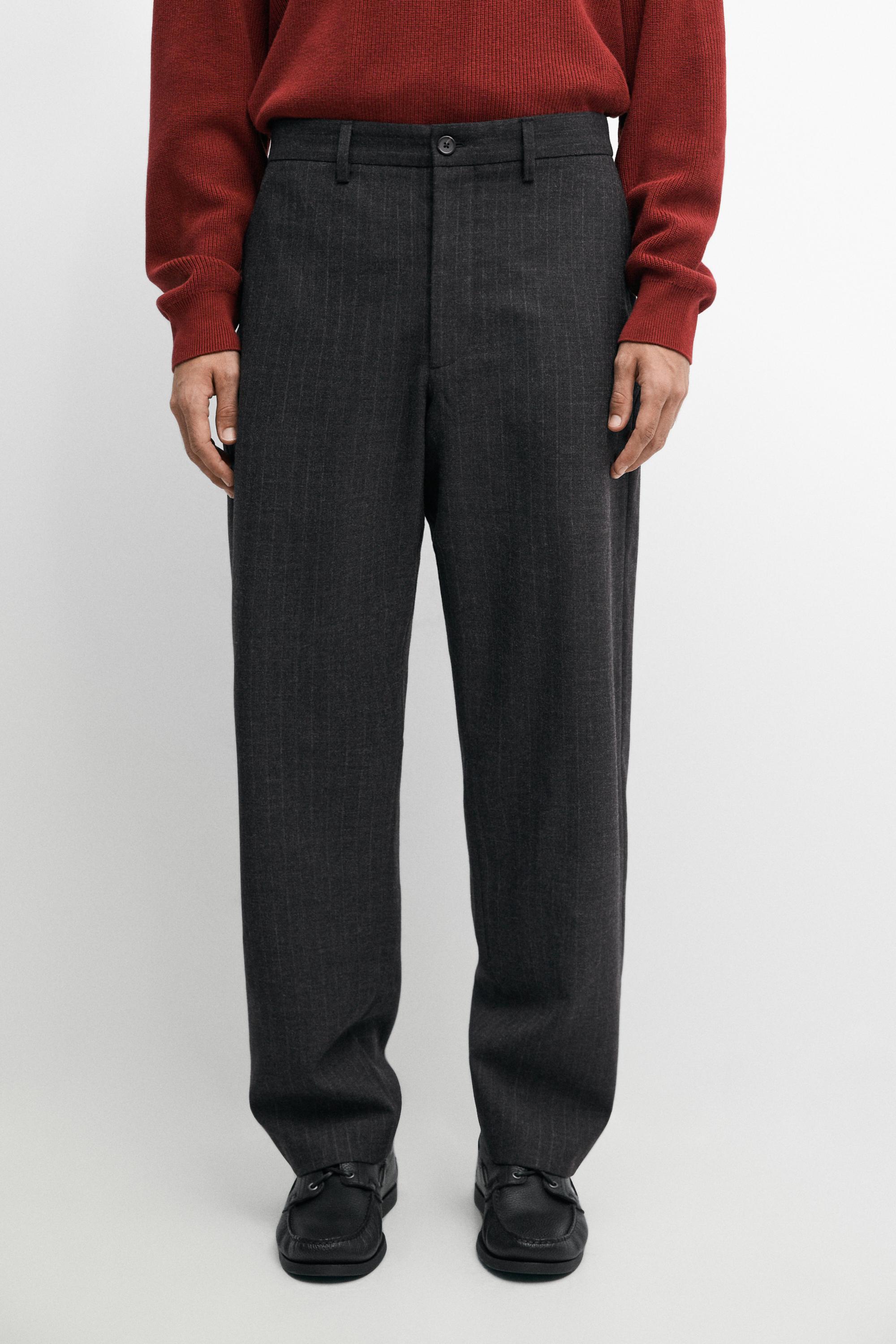 100% wool striped relaxed fit trousers — Anthracite grey