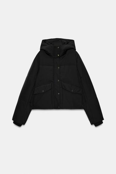 ANORAK CORTO CAPUCHA WATER REPELLENT WINDPROOF - Negro de Zara