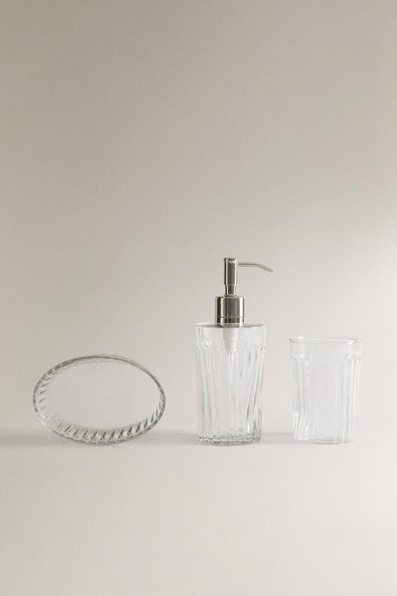 VINTAGE GLASS BATHROOM ACCESSORY SET ZARA United States