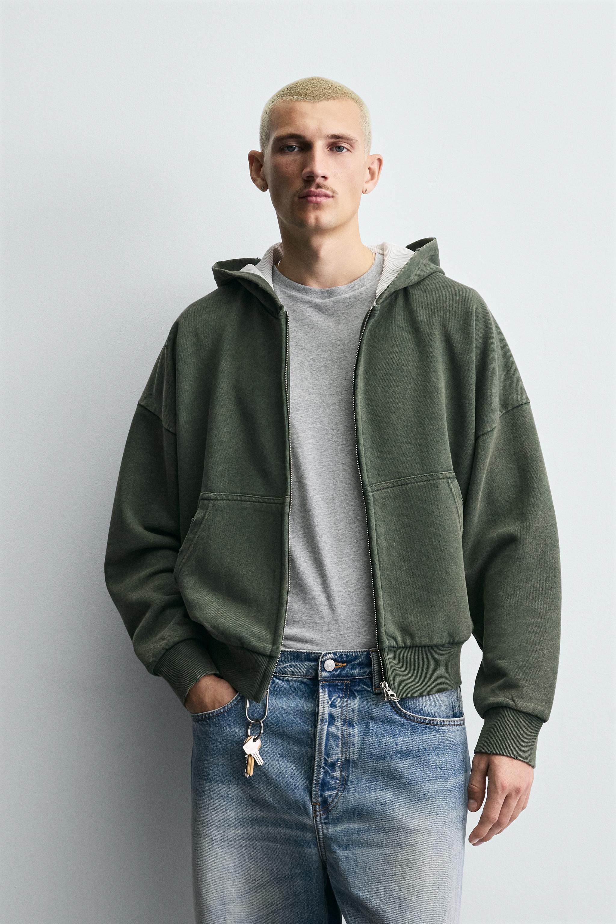 WAFFLE LINED HEAVYWEIGHT HOODIE - Khaki | ZARA United States
