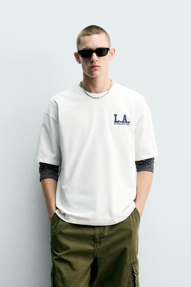 RELAXED FIT WASHED PRINT T-SHIRT - White by Zara