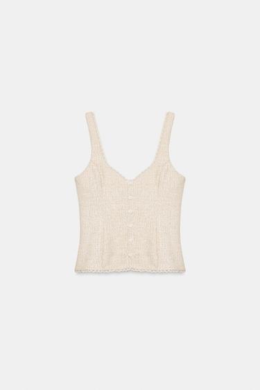 TOP STRUCTURÉ À BOUTONS - Sable / Chiné de Zara - Image 4