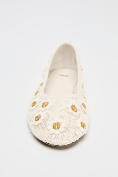 CROCHET DAISY BALLERINAS - Ecru by Zara - Image 3