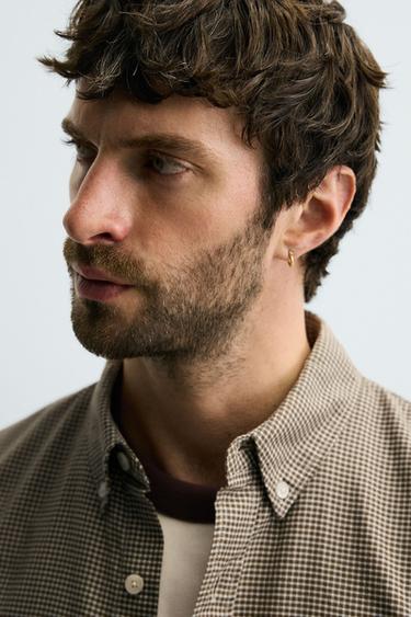 REGULAR FIT CHECK SHIRT - Brown / Ecru by Zara - Image 5