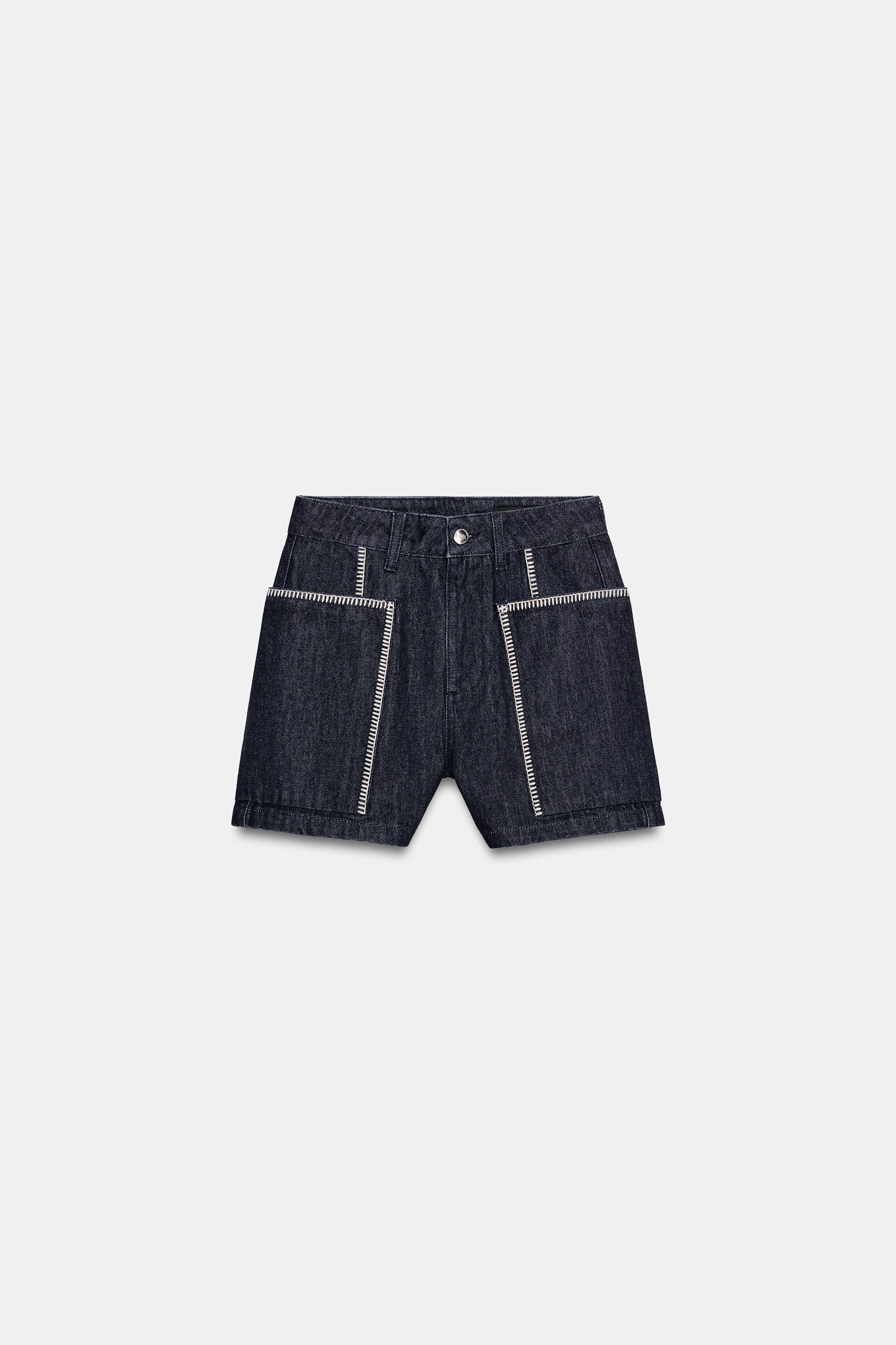 Zara Z1975 İşlemeli Şort görsel 6