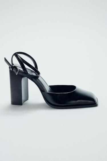 SQUARE-TOE SLINGBACK SHOES - Black by Zara