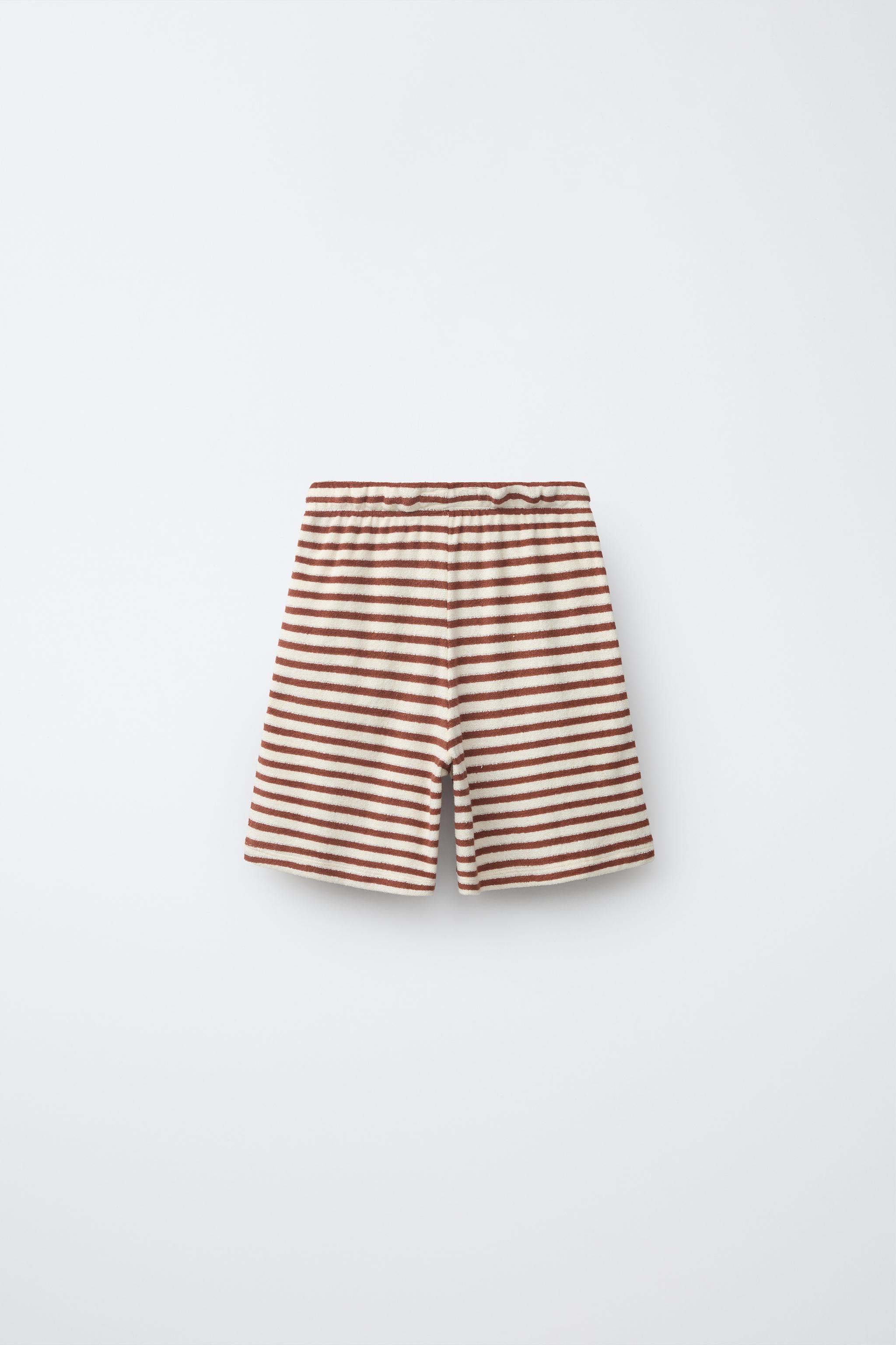 TOWEL EFFECT STRIPED T-SHIRT AND BERMUDA SET