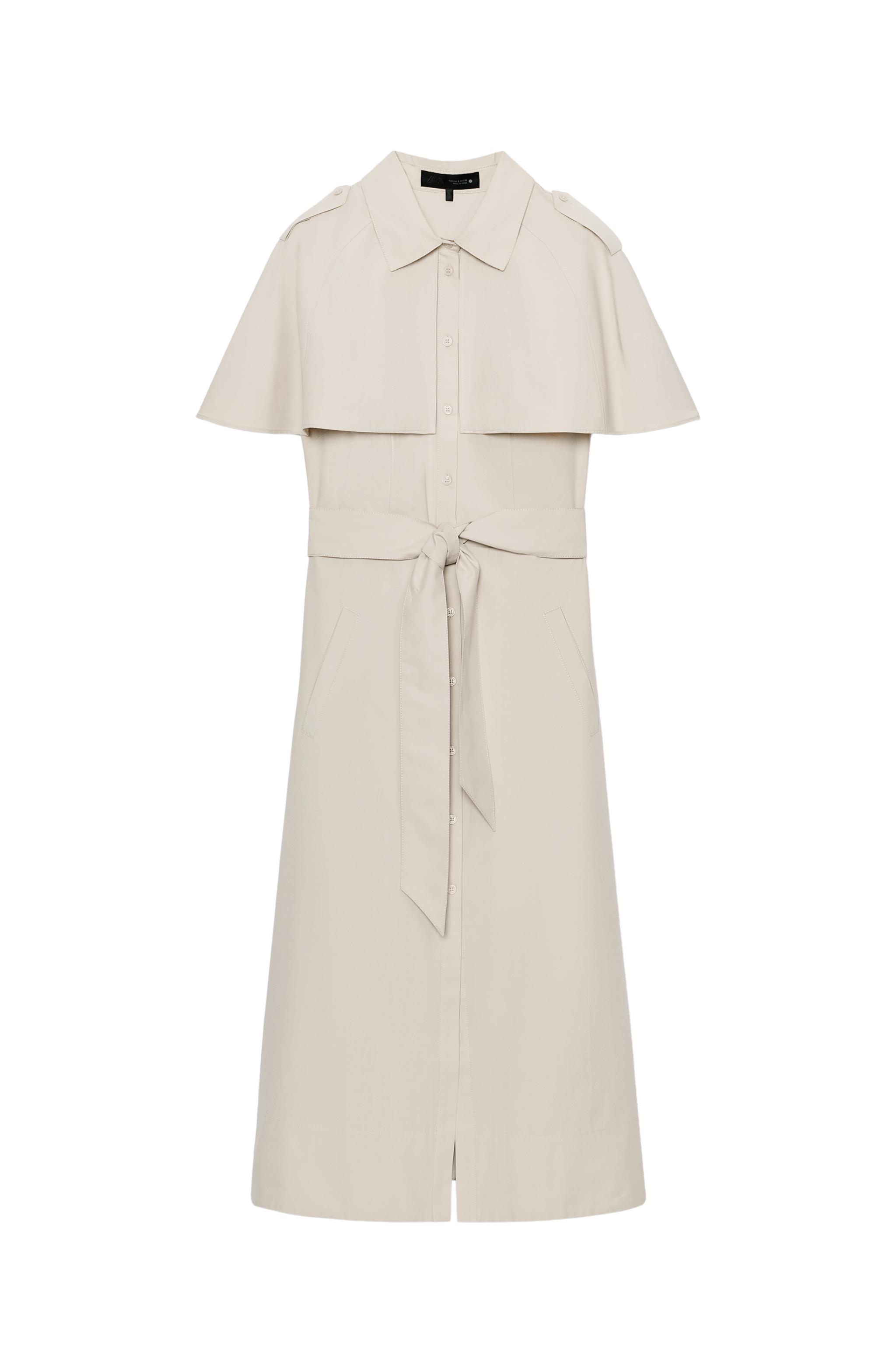 beige shirt dress zara Zara Beige shirt dress with belt