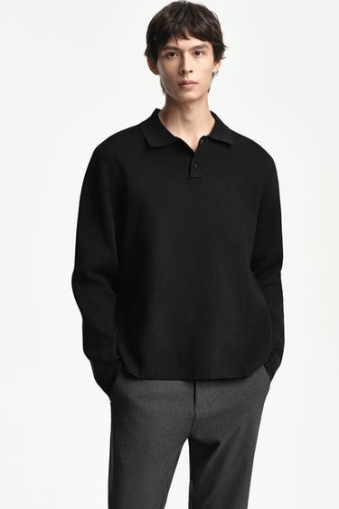 SOFT KNIT POLO SHIRT - Black by Zara