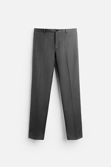 Zara TEXTURED SUIT PANTS - Anthracite Gray