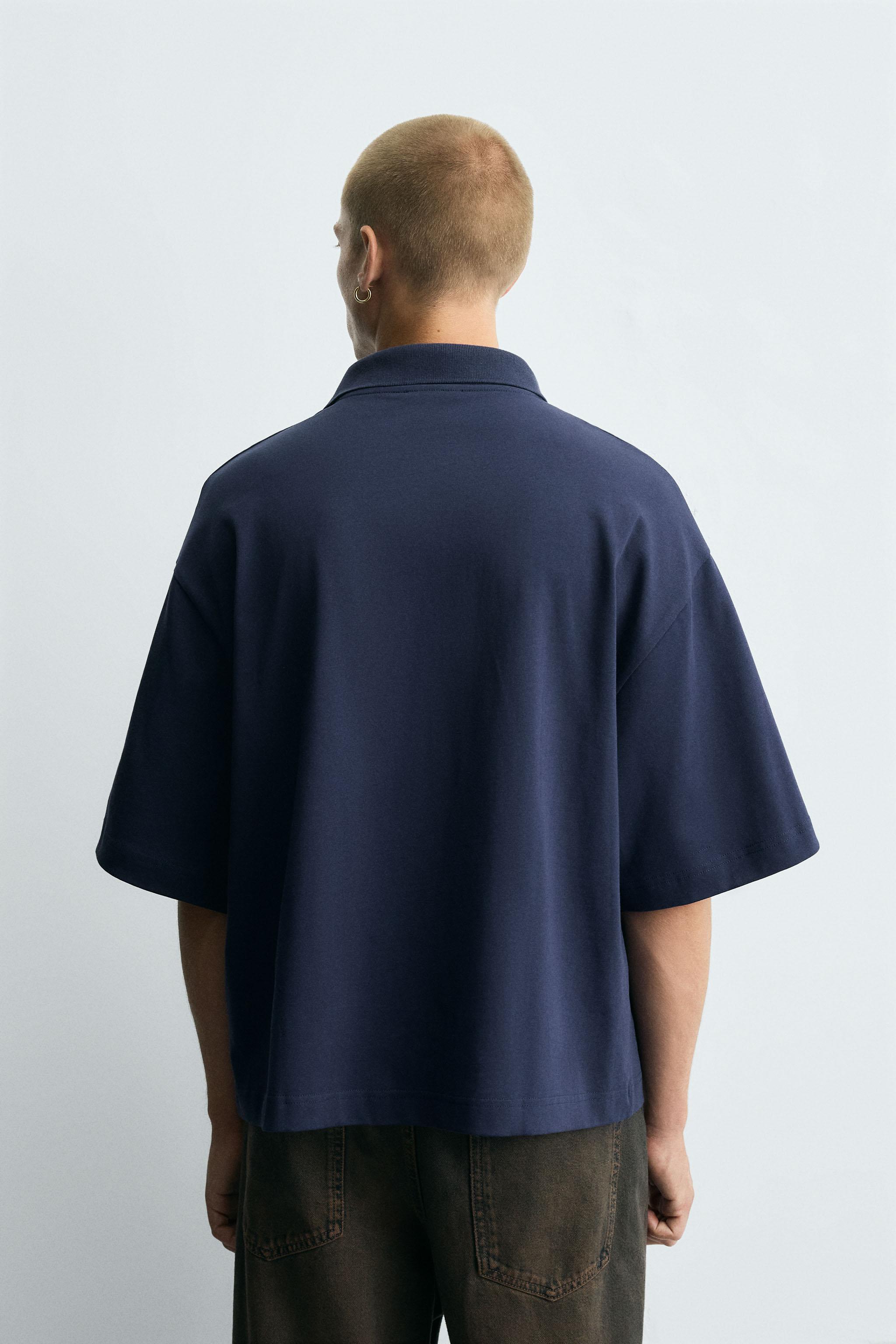 RETRO FOOTBALL PRINT POLO SHIRT - Navy blue | ZARA United States