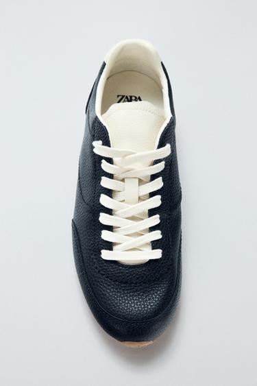 TÊNIS DE COURO COM CONTRASTE - Preto da Zara