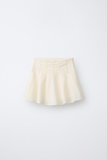 Zara LACE TRIM SKIRT - Ecru