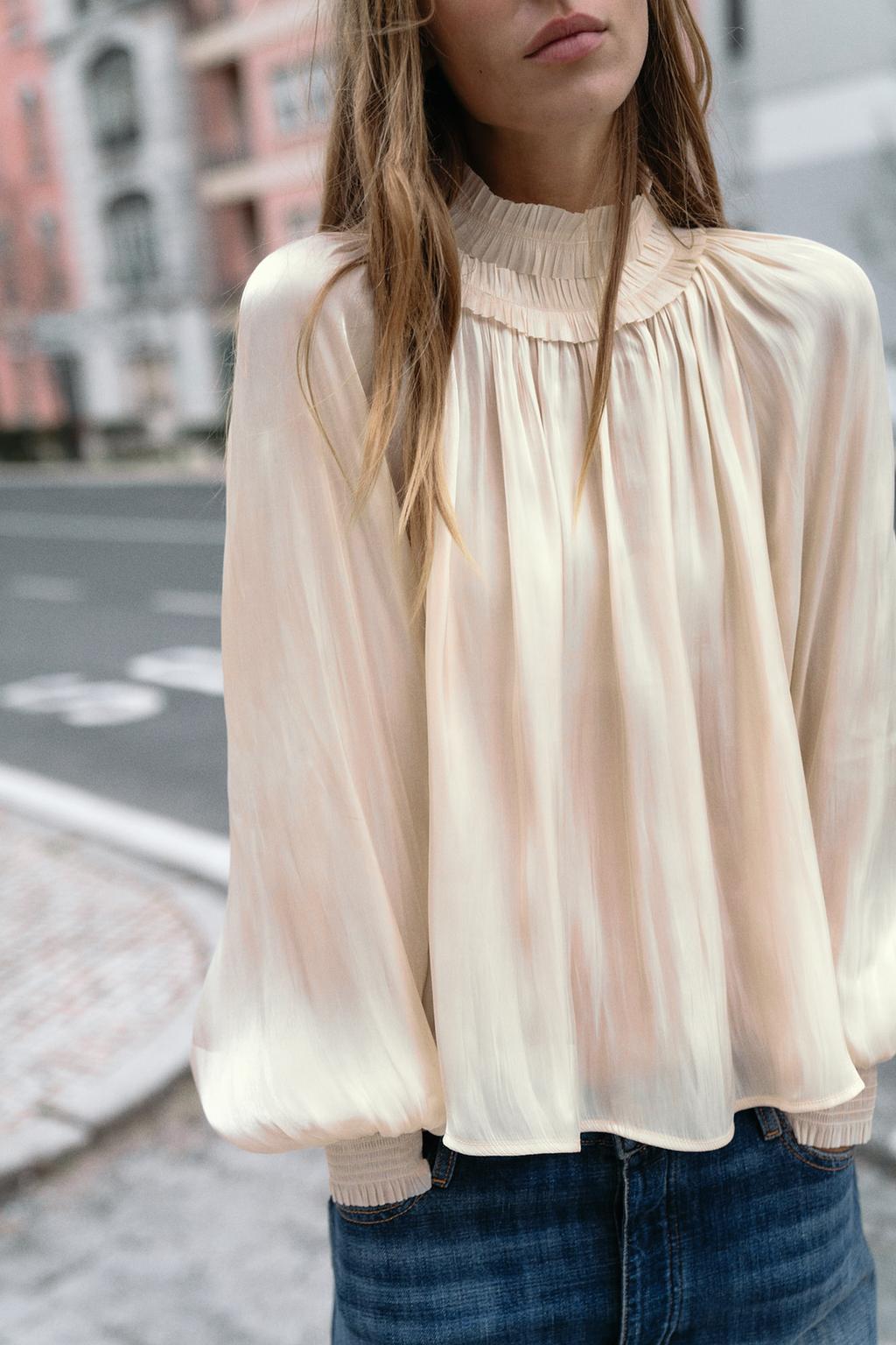 SATIN EFFECT SHIMMER BLOUSE