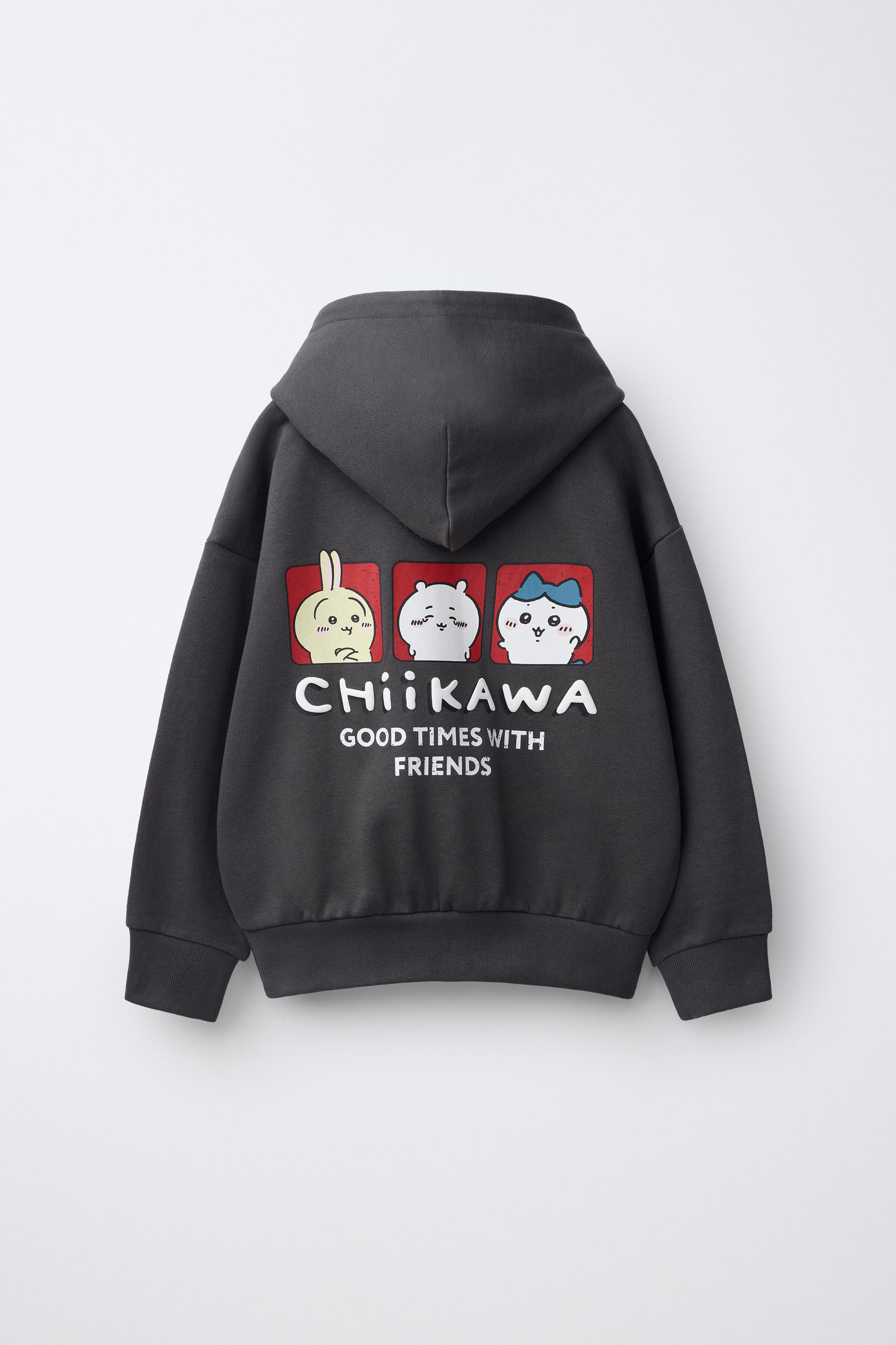 CHIIKAWA PRINTED HOODIE — Anthracite grey