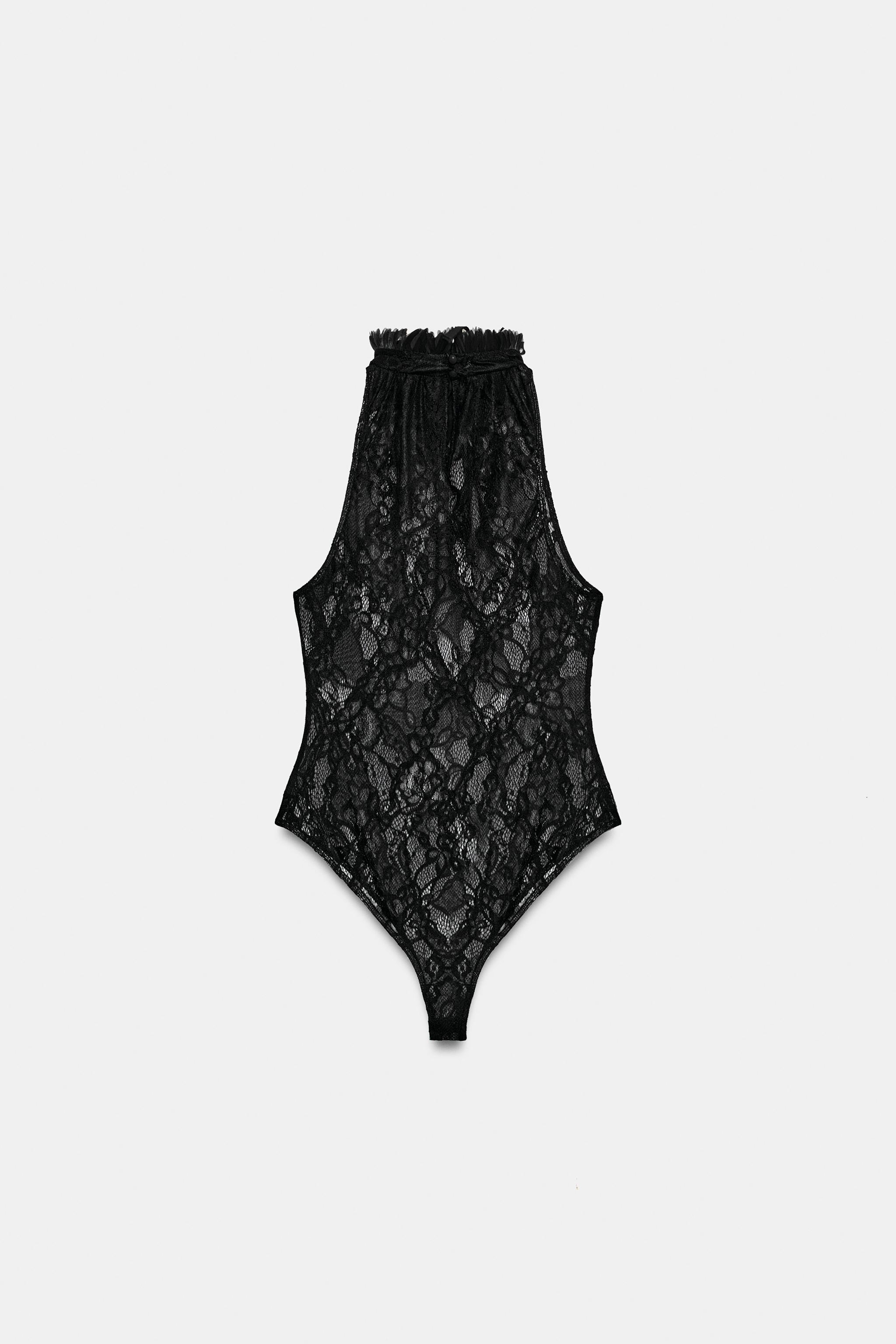 Zara Dantelli Halter Yaka Body görsel 6