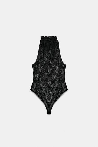 BODY HALTER EN DENTELLE - Noir de Zara - Image 4