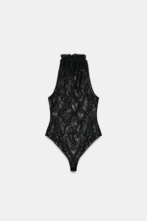 BODY HALTER EN DENTELLE - Noir de Zara - Image 4
