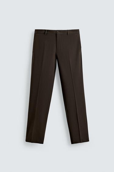 Zara COMFORT SUIT PANTS - Brown