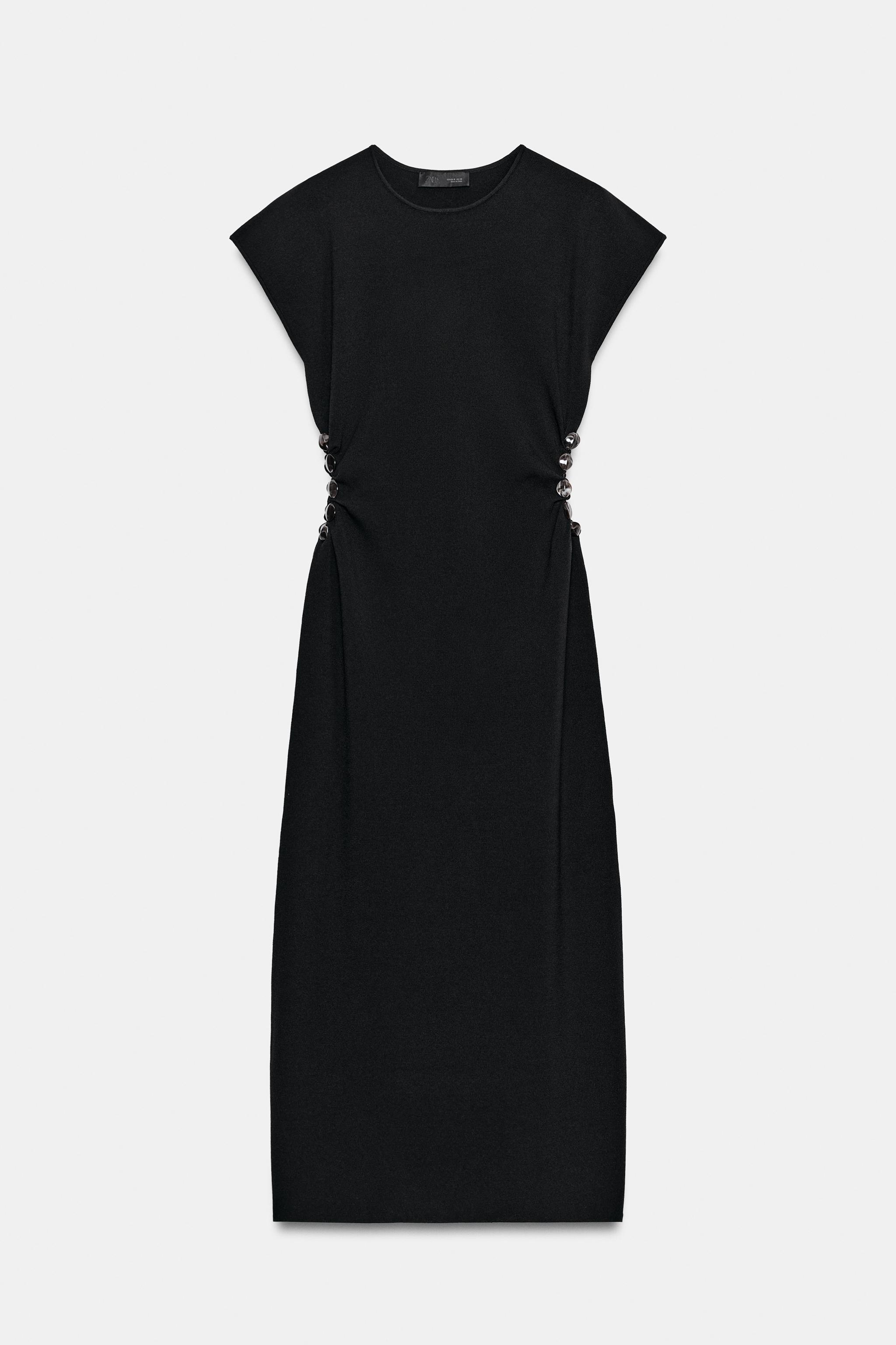 BEADED CUT-OUT KNIT DRESS