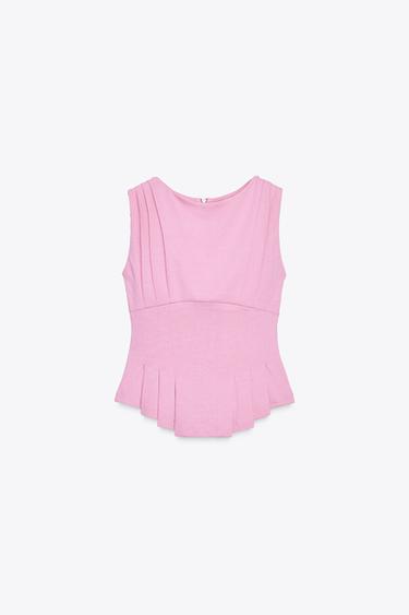 PLEATED ZIP T-SHIRT - Pink by Zara - Image 5