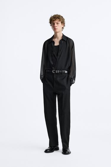 РУБАШКА ИЗ ПОЛУПРОЗРАЧНОЙ ТКАНИ — ЧЕРНЫЙ от Zara — изображение 0