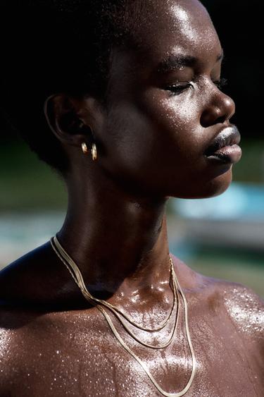 Zara WATERPROOF HOOP EARRING PACK - Golden - Image 0
