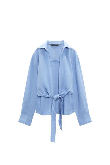 LINEN SHIRT WITH KNOT