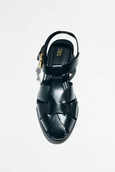 FLAT CAGE SANDALS - Black by Zara
