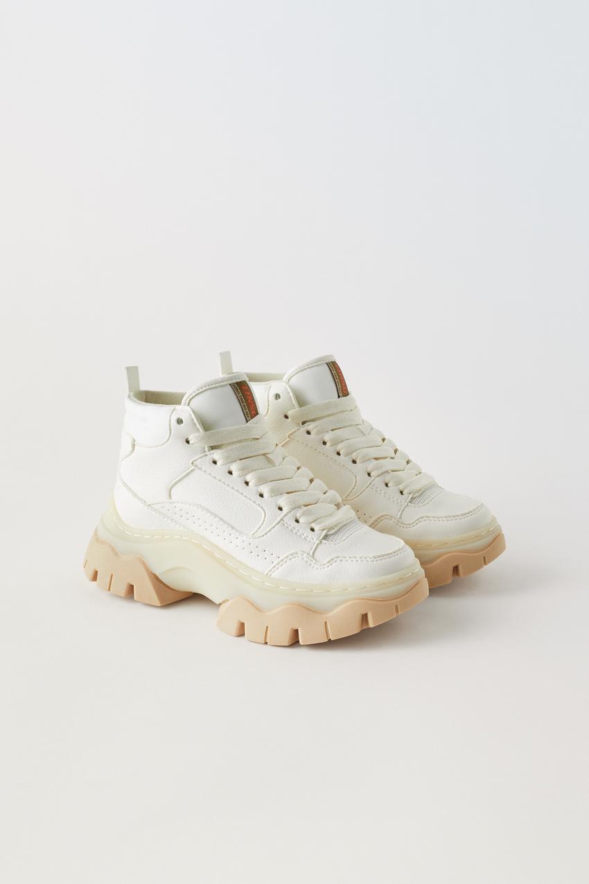 THICK SOLED HIGH TOP SNEAKERS - White