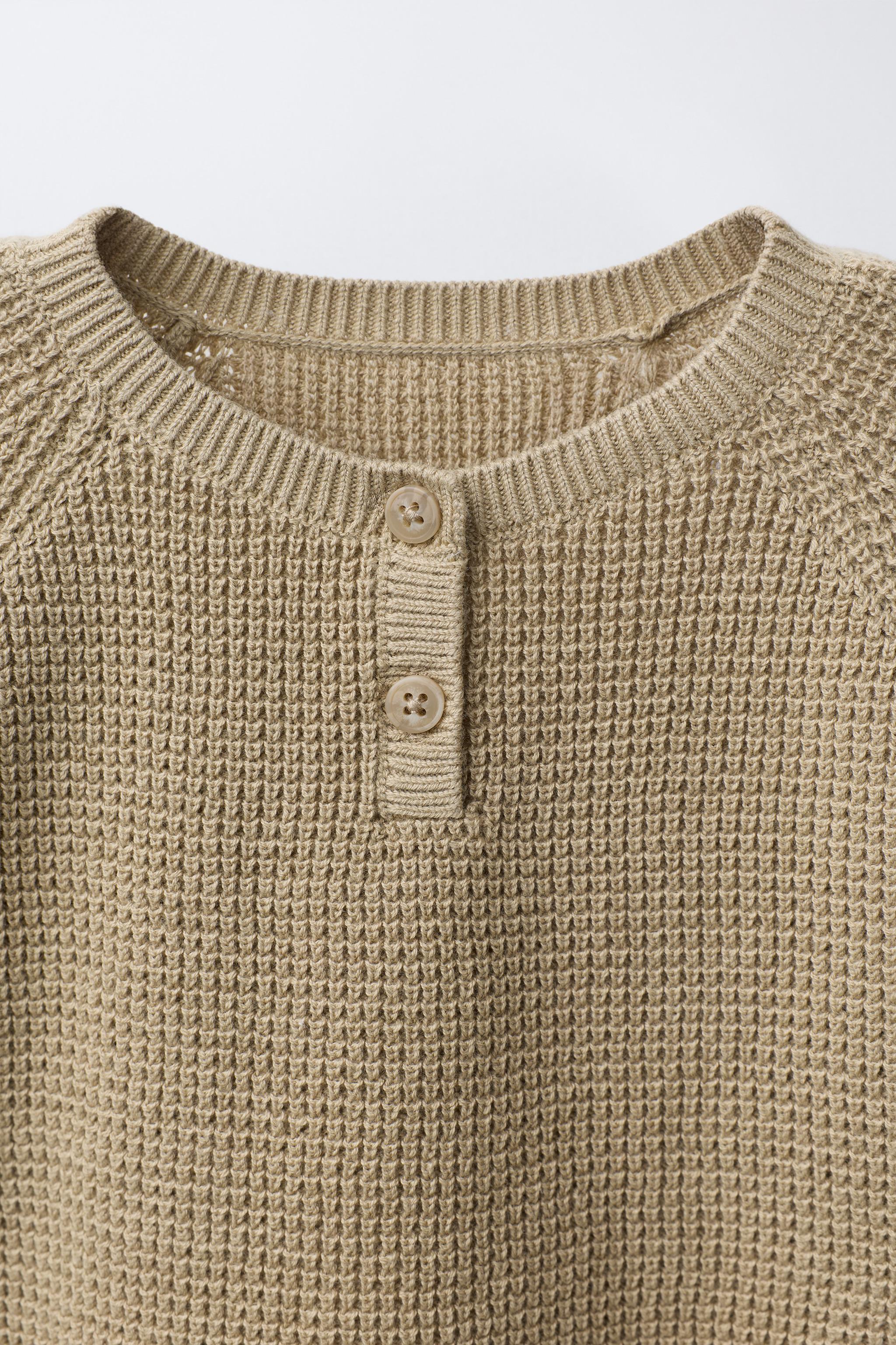 PULL WAFFLE À COL TUNISIEN