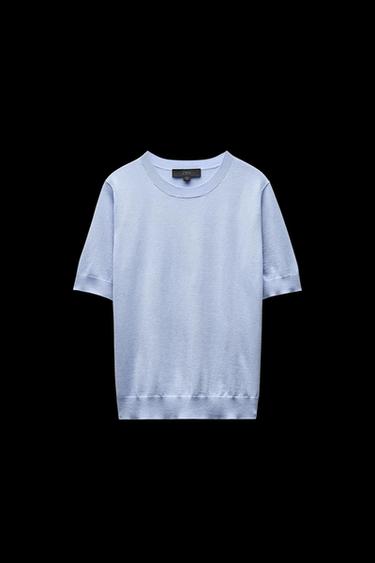 FINE KNIT SHORT SLEEVE WOOL TOP - Light blue by Zara - Image 0