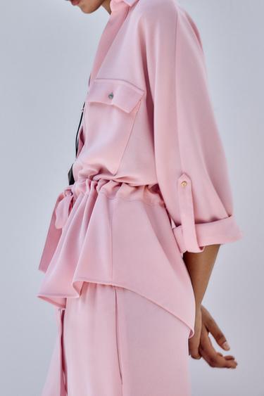 Zara CREPE SAFARI SHIRT - Pink