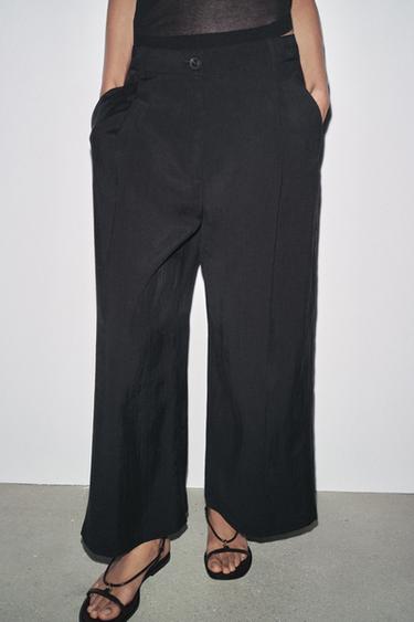 ZW COLLECTION CROPPED DARTED TROUSERS - Black by Zara - Image 1