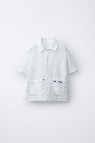 DOBBY EMBROIDERED SHIRT - Light ecru by Zara - Image 0