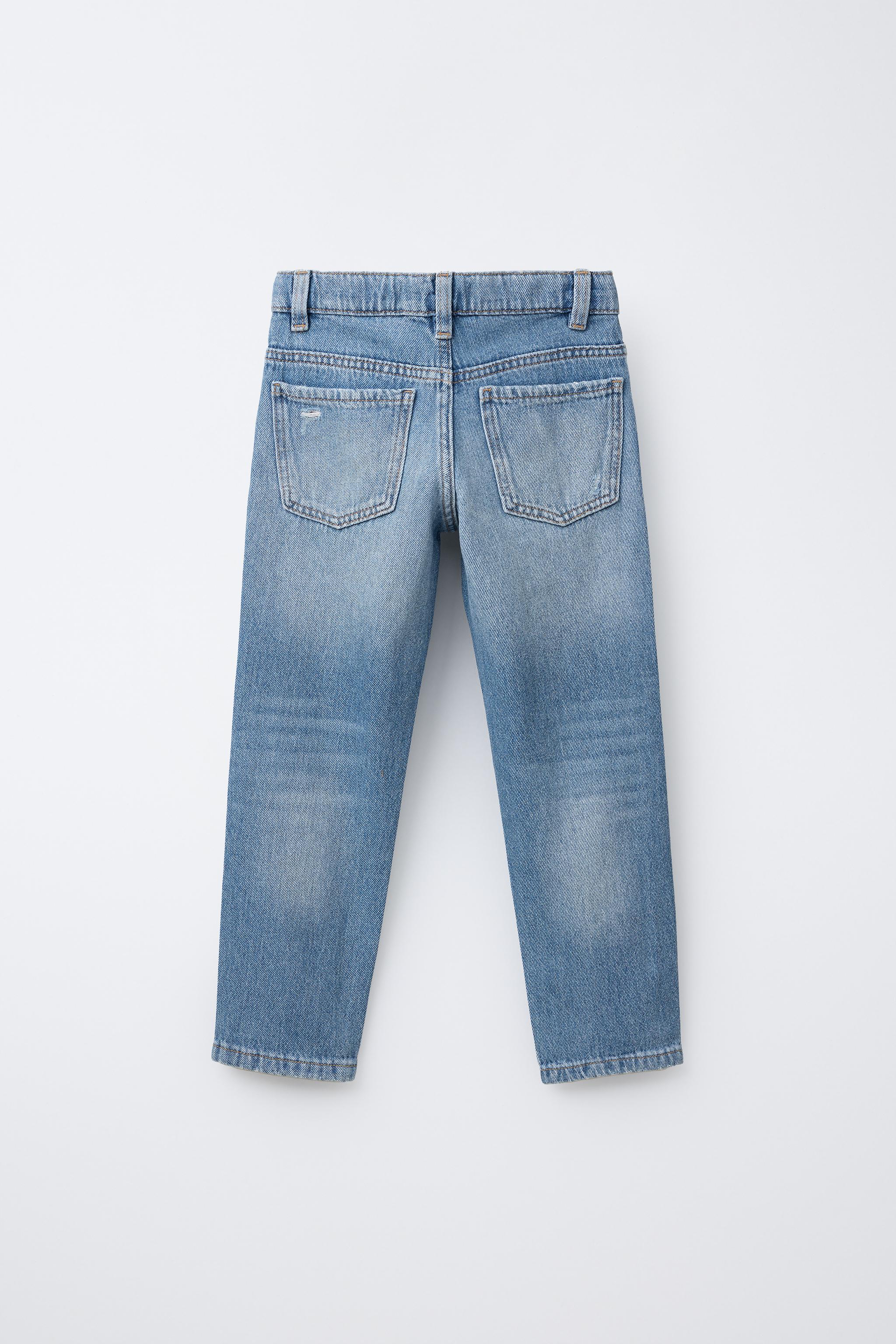 RIPPED STANDARD JEANS - Mid-blue | ZARA United States