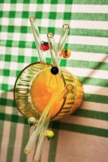 PACK OF GLASS STRAWS WITH FRUIT FIGURES (PACK OF 6) -  by Zara
