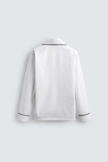 LIMITED EDITION PYJAMA SET WITH CONTRAST PIPING - White by Zara - Image 9
