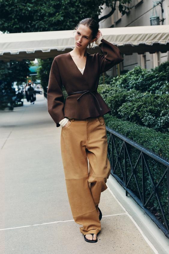 Zara Trf Pantalon Large Asymetrique Zara Cardigans Et Gilets Femme