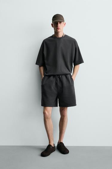 CAMISETA BÁSICA LAVADA - Antracita oscuro de Zara