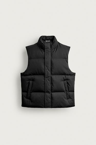 Zara REGULAR FIT QUILTED VEST - Black