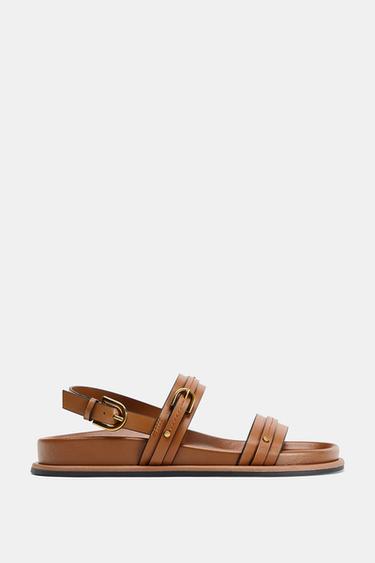 SANDALS WITH BUCKLES - Brown by Zara - Image 0