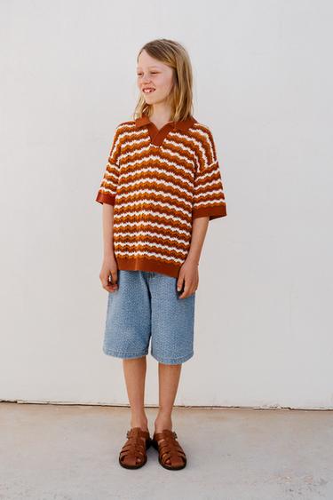 POLO PUNTO CROCHET - Naranja de Zara